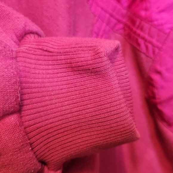 Vintage Fuchsia Pink Pullover Sweatshirt Collared Pockets Quarter Button Adult L - Picture 8 of 9